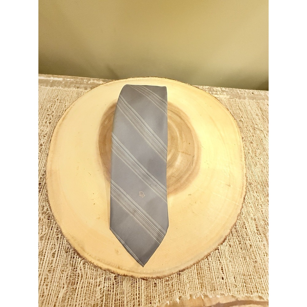 Christian Dior Tie Mens Classic Silk Blend‎ Made Italy Striped Formal Dresswear